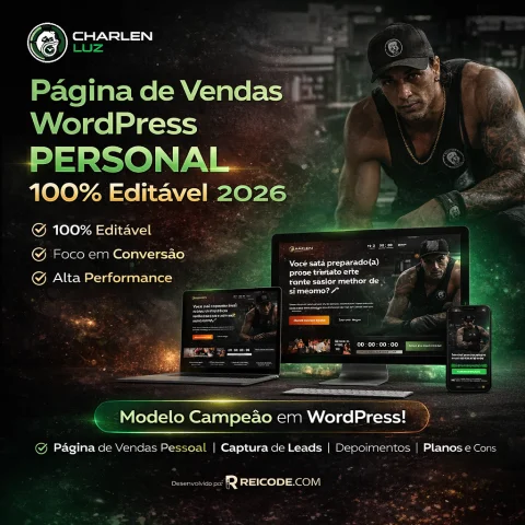 Página de Vendas WordPress Personal 100% Editável 2026