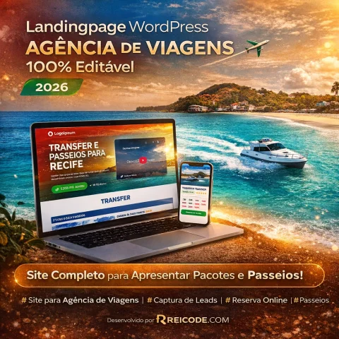 Landingpage WordPress Agência de Viagens 100% Editável 2026