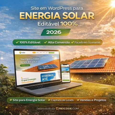 Site em WordPress para Energia Solar Editável 2026