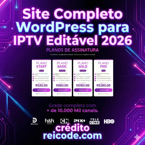 Site Completo WordPress para IPTV Editável 2026
