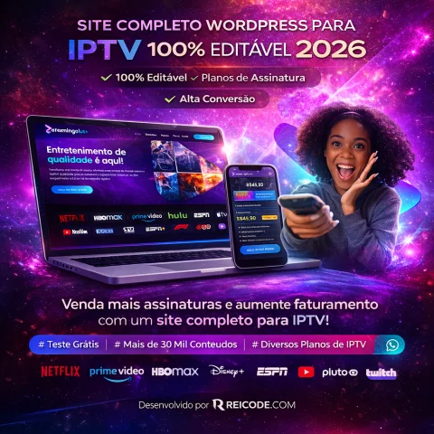 Site Completo WordPress para IPTV Editável 2026