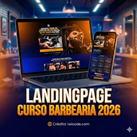Landing Page Curso de Barbeiro Profissional - Edição Dark Premium 2026
