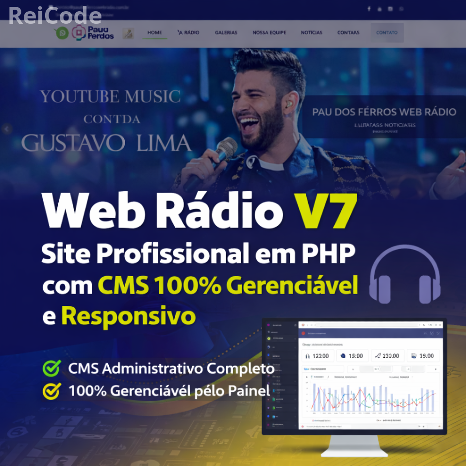 Web Rádio V7 – Site Profissional em PHP Gerenciável e Responsivo