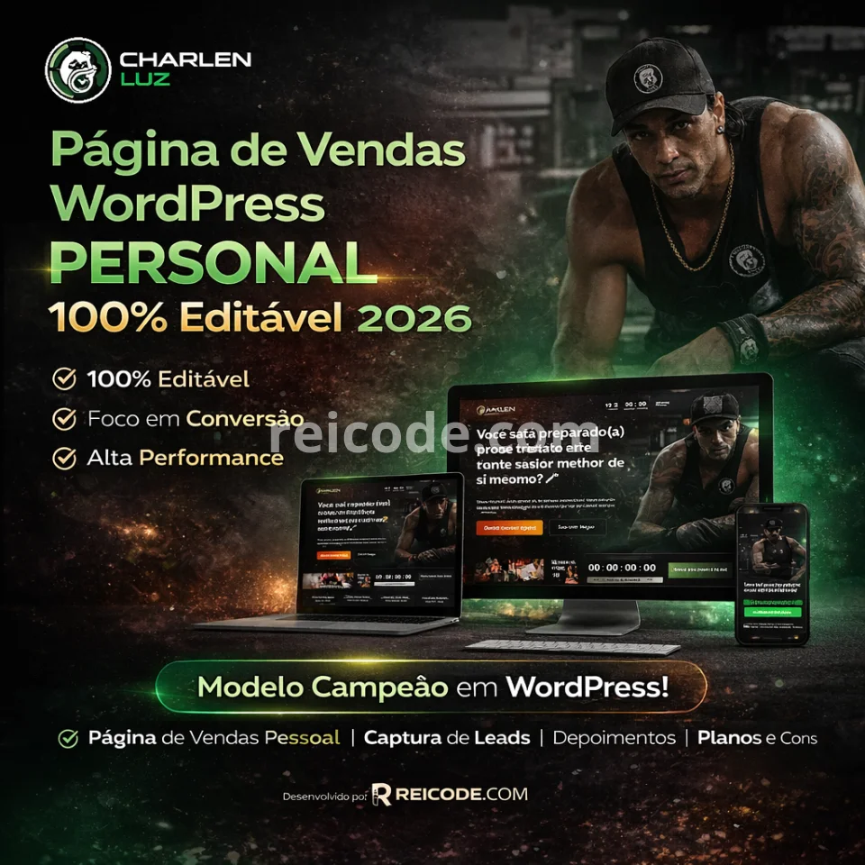 Página de Vendas WordPress Personal 100% Editável 2026