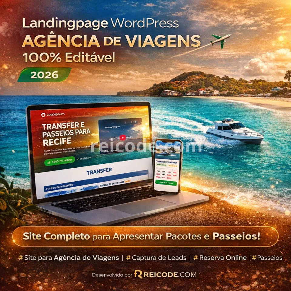 Landingpage WordPress Agência de Viagens 100% Editável 2026