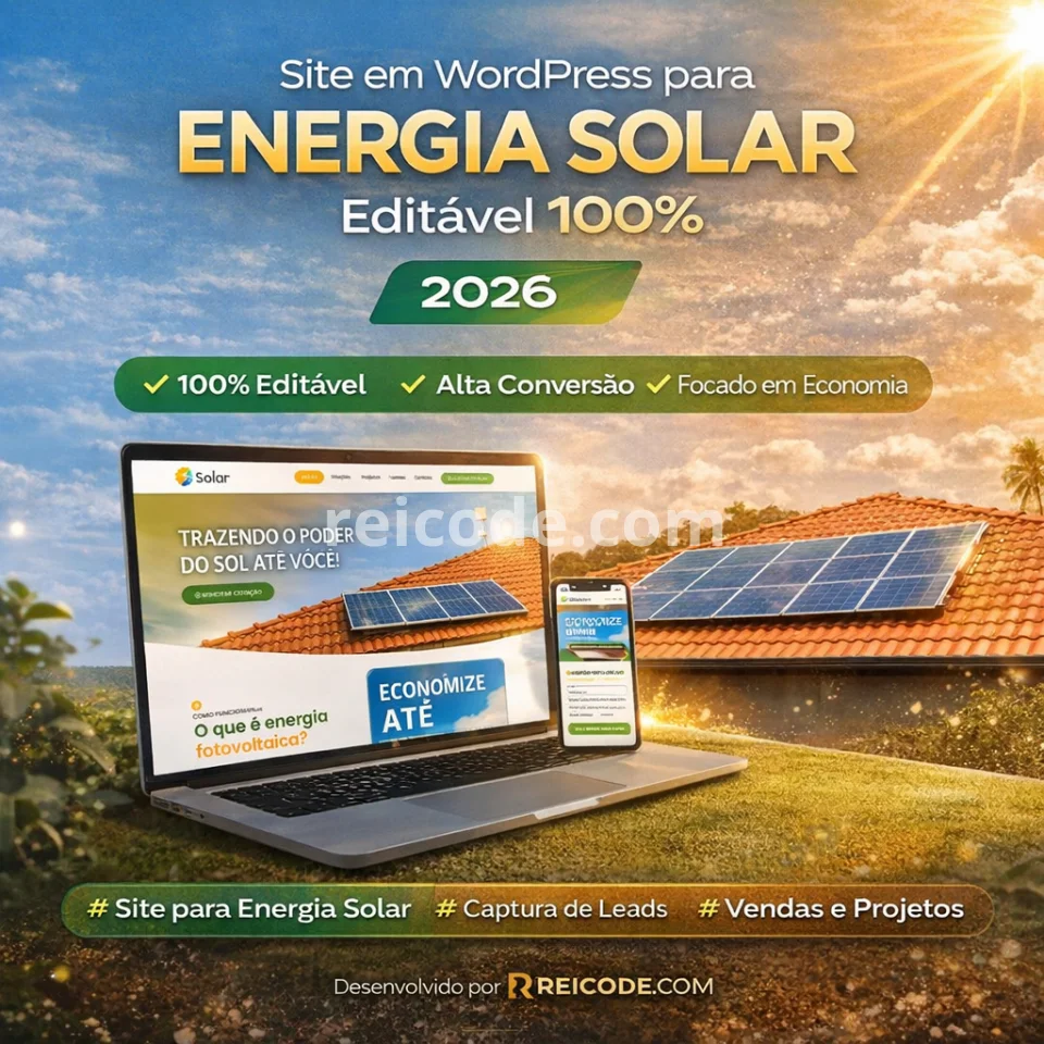 Site em WordPress para Energia Solar Editável 2026