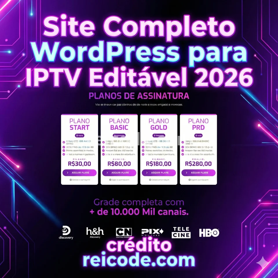 Site Completo WordPress para IPTV Editável 2026