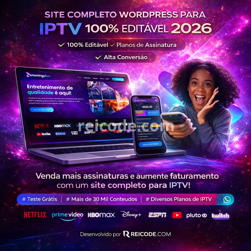 Site Completo WordPress para IPTV Editável 2026